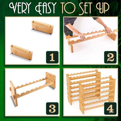 NutriChef Bamboo 12-Tier 108-Bottle Stackable Wine Rack