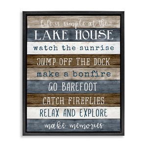 Stupell Industries Life Is Simple Lake House List Floating Frame Canvas Art - 1 of 4