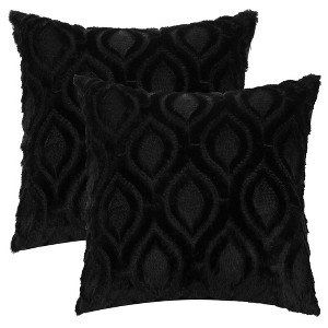 Unique Bargains Shaggy Plush Faux Fur Throw Patterned Pillow Covers 2 Pcs - 1 of 4