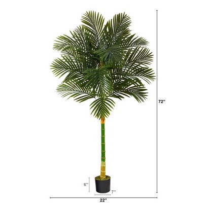 6-Foot Green Silk Palm Tree with Bamboo Trunk