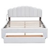 HomeRoots White Tufted Boucle Lighted Queen Bed Frame With USB And Drawer - 4 of 4