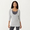 Anna-Kaci Active Women’s Off Shoulder Long Sleeve Top with Soft Stretch Fabric Relaxed Draped Fit and Extended Hemline - 2 of 4