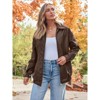 Coolmee Women's Faux Leather Jackets Oversized Motorcycle Bomber Coats Fall Fashion Outfits Loose Fit Long Sleeve Lapel Collar Clothes L Brown - 2 of 4
