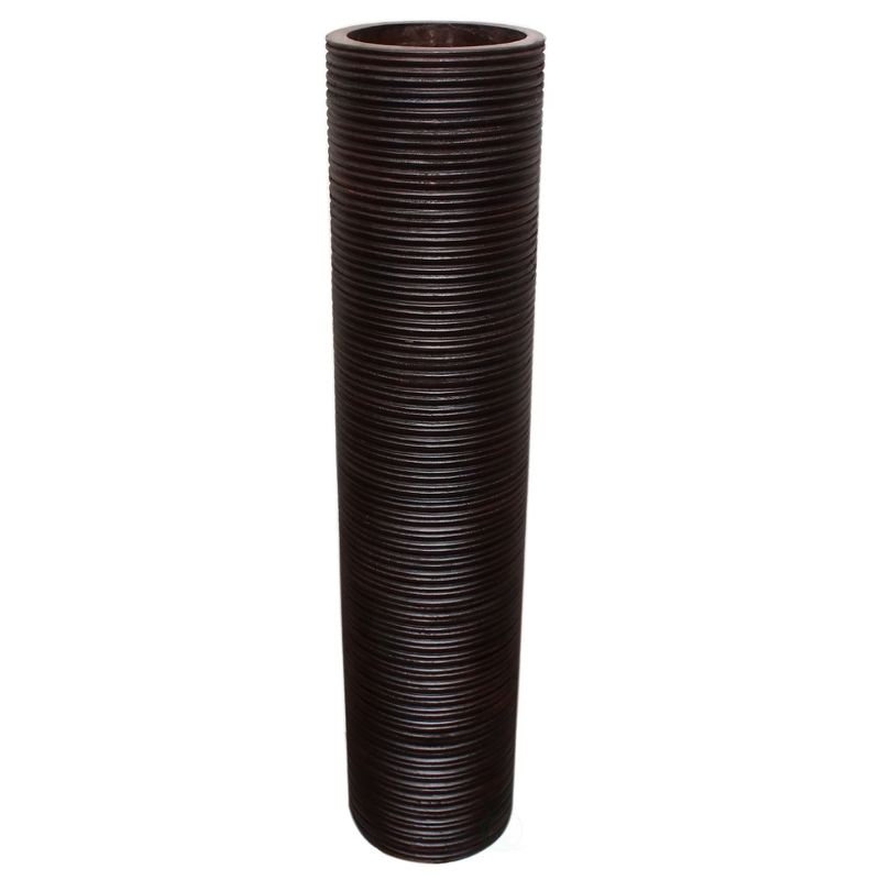 Uniquewise Brown Decorative Contemporary Mango Wood Ribbed Design Cylinder Shaped Vase, 4 of 7