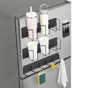4 Carbon Steel Sixth Generation 3 Cup Holder Black Magnetic Cup Holder, Space Saving Kitchen Rack,Durable Carbon Steel,Multi-Functional Cup Organizer - 1 of 4