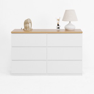 Gulches 6-Drawer Wide Storage Dresser, Wood Storage Tower Chest of Drawers for Bedroom Living Room Entryway Hallway (White) - 1 of 4