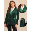 Allegra K Women's Notched Lapel Button Front Long Sleeve Double Breasted Velvet Blazer - 2 of 4