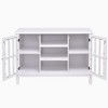 Tangkula Wood TV Stand Free Standing Storage Console Cabinet For 50” TV White/Walnut - 4 of 4
