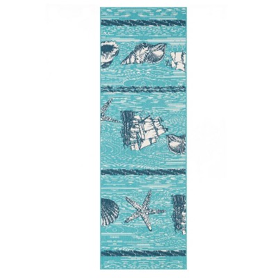 8' X 10' Nerja Coastal Fish High-low Indoor/outdoor Area Rug, Gray/navy ...