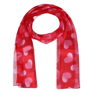 CTM Women's Lightweight Satin Valentine's Bold Heart Print Scarf - 1 of 4