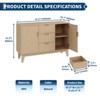 Large Fluted Buffet Cabinet with Storage, 47.2" Modern Sideboard Buffet, Wood Farmhouse Coffee Bar Kitchen Storage Cabinet with 3 Drawers - 2 of 4