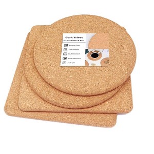Itopfox Cork Trivet Set of 4, Heat Resistant Coasters for Hot Dishes, Pots and Pans, Durable Cork Placemats and Hot Pads for Kitchen and Dining - 1 of 4
