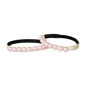 Allegra K Women Shoe Strap Belt Band with Pearls Elastic Shoe Strap 2 Pairs - 1 of 4