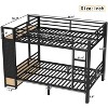 Full/Queen Size Metal Bunk Bed with Hanging Rod, Storage Shelves ,Drawers & Pegboard, Black - ModernLuxe - 3 of 4