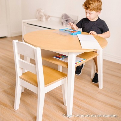 Light Wood and White Round Kids Table with Chairs Set