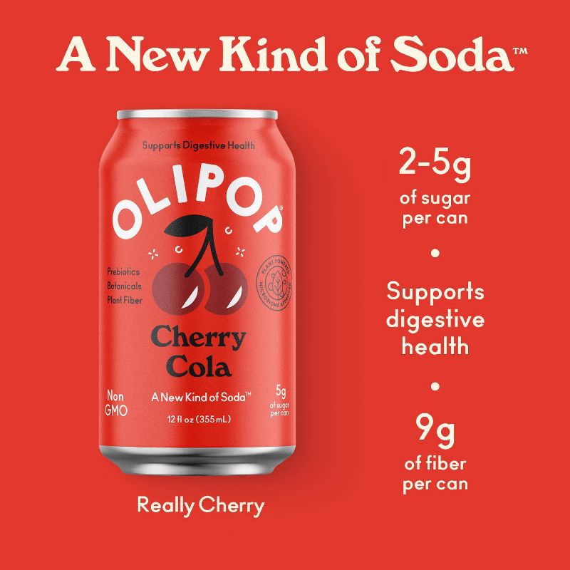OLIPOP Cherry Cola Prebiotic Soda - 12 fl oz, 5 of 18