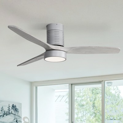 Modern Flush Mount Ceiling Fan 52'' Low Profile Ceiling Fan with Lights and Remote 3 Wood Blades Dimmable LED Reversible DC for Kitchen Bedroom