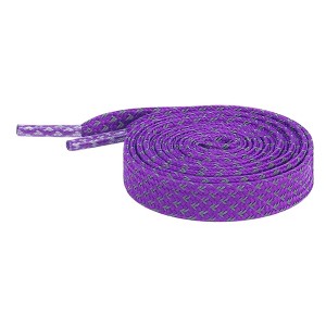 INSPIRE CHIC Reflective Dual Color Checkered Woven Flat Shoelaces 2 Pairs - 1 of 4