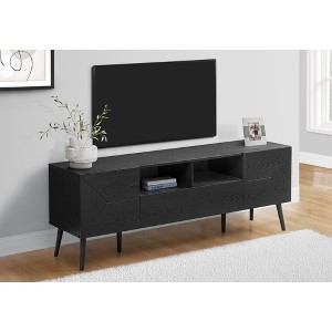 71" Laminate TV Console with Solid Wood Legs, Grooved Cabinet Accents, and Ample Storage for Living Room - 1 of 4