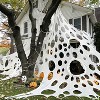 Joyfy 1000sqft Halloween Giant Spider Web, Outdoor Decor Stretchy Spider Cobwebs, Spiderweb DIY Flexible Decor for Party Supplies Porch Yard Garden - 4 of 4