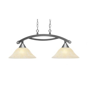 Toltec Lighting Bow 2 - Light Island Pendant Light in  Brushed Nickel with 12" Amber Marble Shade - 1 of 1