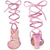 Perphy Women's Faux Velvet Strappy Lace Up Slingback Chunky Heels Sandals - 2 of 4