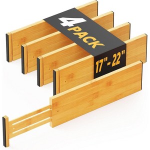 Set of 4 Bamboo Drawer Adjustable Drawer Dividers, 4.65” High, Expandable Organizers for Clothing (17-22" Sizes) - SpaceAid® - 1 of 4