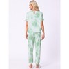 cheibear Women's Soft Tie Dye T-shirt with Pants Pajama Set 2 Pcs - 3 of 4