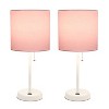 Creekwood Home Set of 2 Contemporary Bedside White Table Lamps with USB Port Light Pink Shade - 2 of 4
