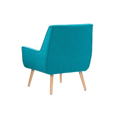 Modern Retro Bright Blue Wood Accent Chair with Button Tufting