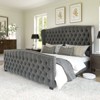 AMERLIFE King Size Platform Bed Frame, Velvet Upholstered Bed with Deep Button Tufted, Grey - 2 of 2