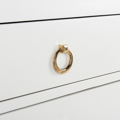 White and Gold Transitional 3-Drawer Chest with Soft Close