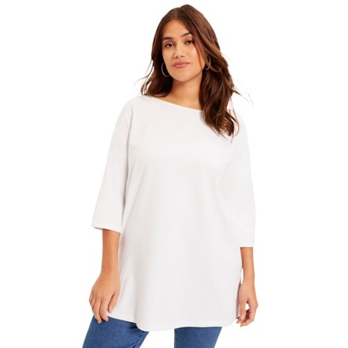 June + Vie By Roaman's Women's Plus Size Boatneck One + Only Tunic, 18/ ...