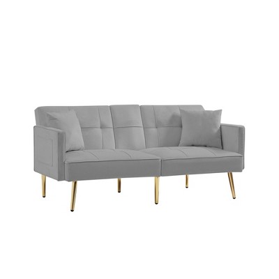 NicBex Velvet Loveseat Sofa Modern Sofa Couch with Soft Cushion and Metal Legs Convertible Sofa Bed for Bedroom,Living Room