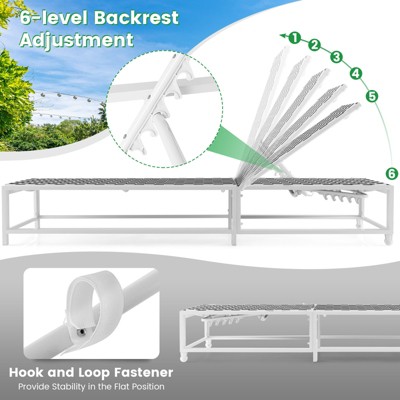 Modern Black and White Aluminum Adjustable Chaise Lounger Set