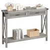 43" Farmhouse X-Shape Console Table with 2 Rattan Drawers and Shelf - 3 of 4
