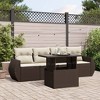 vidaXL 5 Piece Patio Sofa Set with Cushions Brown and Cream Poly Rattan - Without Storage - 2 of 4