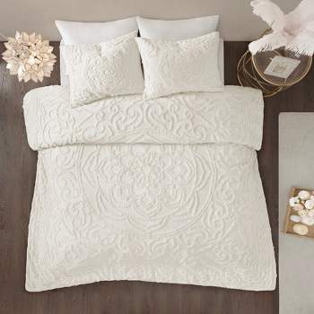 2pc Twin/Twin XL Cecily Cotton Chenille Medallion Comforter Set - Ivory