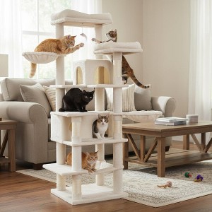 YOOCOZZ Multi-Level Large and Tall Cat Tree with Removable Cushion and Sisal Rope - 1 of 4