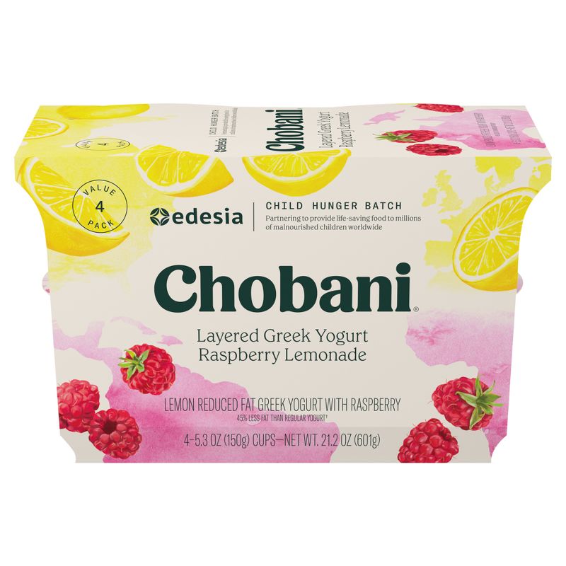 Chobani Raspberry Lemonade Greek Yogurt  - 21.2oz/4ct5.3oz 4-pack, 1 of 3