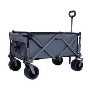 CAVINAS Heavy-Duty Folding Wagon Cart with Tailgate,All-Terrain Shopping Cart with Big Wheels,Wagon for Camping,Shopping - 1 of 4
