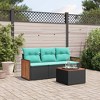 vidaXL 4 Piece Patio Sofa Set with Cushions Black Poly Rattan - 2 of 4