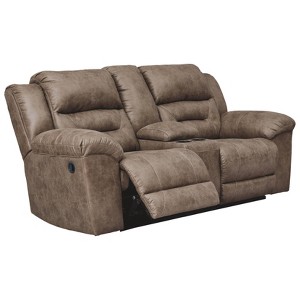 Stoneland Reclining Loveseat with Console Fossil Brown - Signature Design by Ashley