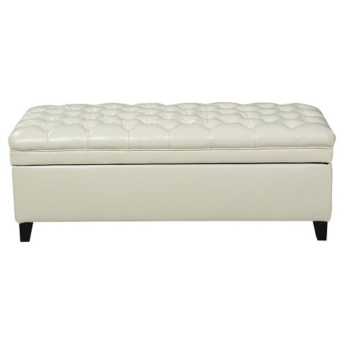 White leather shop ottoman storage