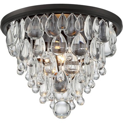 Vienna Full Spectrum Modern Ceiling Light Flush Mount Fixture Bronze 12 1/2" Wide Crystal for House Living Room Bedroom Kitchen