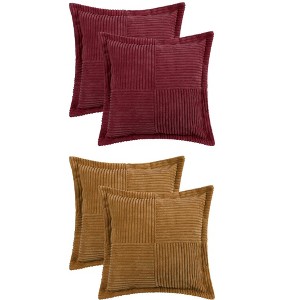 Unique Bargains 4 Pcs Solid Wide Bordered Corduroy Striped Throw Pillow Covers for Home Decorations - 1 of 4