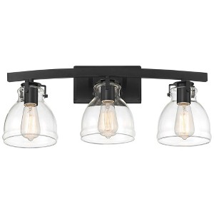 Possini Euro Design Bellis Modern Industrial Wall Light Black Hardwire 22 3/4" 3-Light Fixture Clear Glass Shade for Bedroom Bathroom Vanity Hallway - 1 of 4