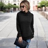 Amaryllis Women's Asymmetrical Button-Detail Cowl Neck Pullover Long Sleeves - 4 of 4
