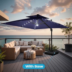 Crestlive Products 11FT Patio Double Top Cantilever Umbrella with Light and Base Set Outdoor 360° Rotation 6 Heights Adjustable Offset Umbrella - 1 of 4
