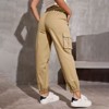 Coolmee Women's Lightweight Cargo Pants Casual Travel Sweatpants Joggers Elastic Waist Button Pockets - 2 of 4